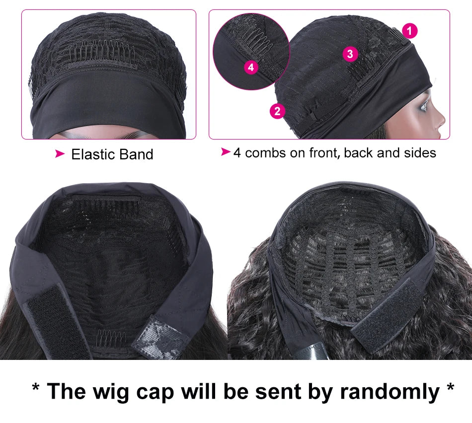 Unice Hair Body Wave Headband Wigs Natural Color Human Hair Wigs 150% Density Headband Scarf Wigs