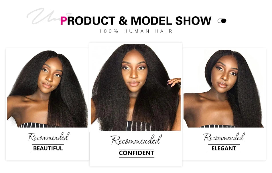 Unice Hair U PART WIG Kinky Straight Wigs Easy Blend U Part Wig V Part Wig Beginner Friendly 100% Human Hair Wigs
