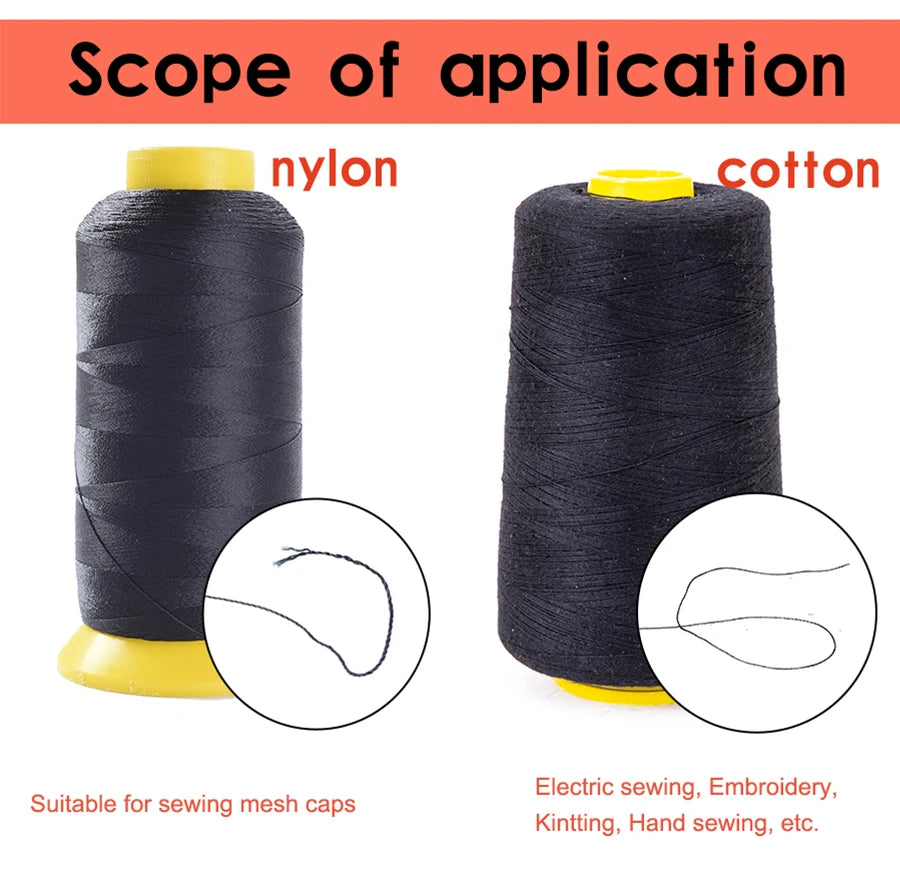 Alileader New Black Nylon Hair Weaving Thread For Hair Extensions 1500M Wig Thread For Sewing Threads For Sewing Machine Cotton