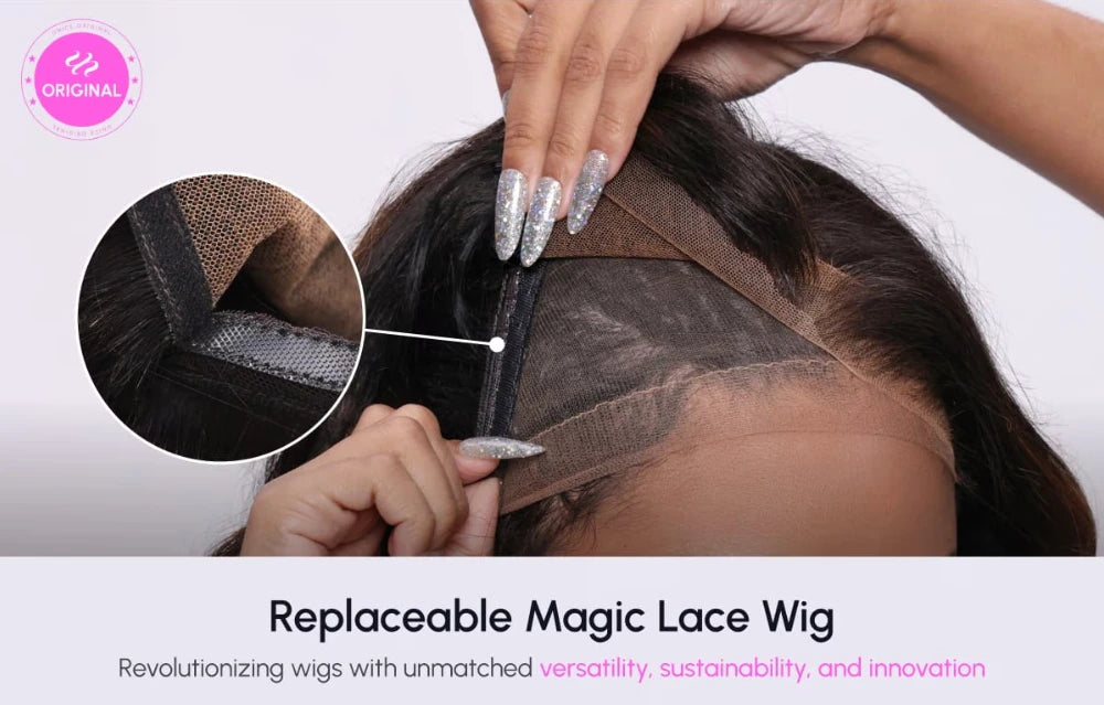UNICE Hair Replaceable Lace Closure For Magic Lace Wigs Pre Cut Pre Bleached 7x5 Lace Closure