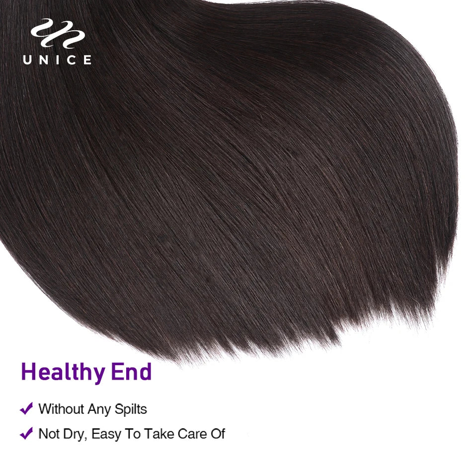 UNice Hair Kysiss Series Malaysian Straight Hair Weave Bundles Human Hair 3 Bundles 8-30 inches Natural Color Virgin Hair