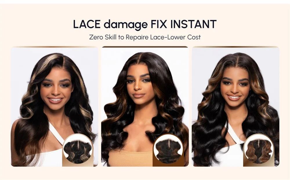 UNICE Hair Replaceable Lace Closure For Magic Lace Wigs Pre Cut Pre Bleached 7x5 Lace Closure