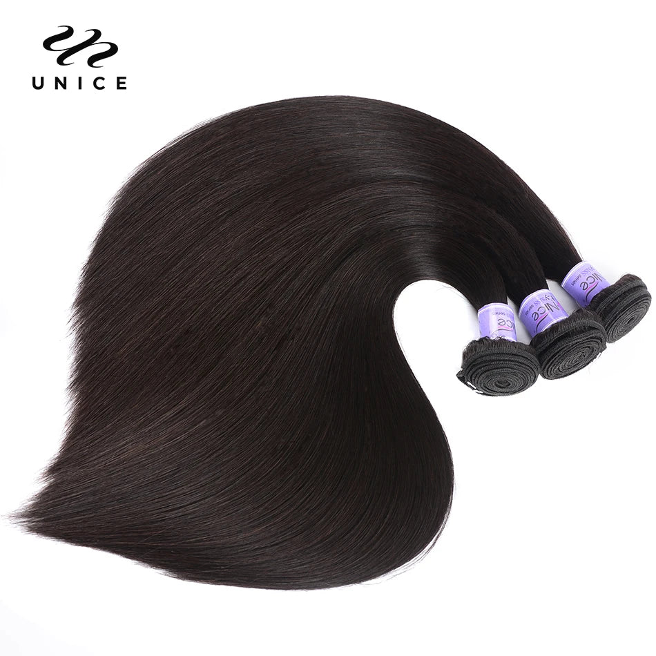 UNice Hair Kysiss Series Malaysian Straight Hair Weave Bundles Human Hair 3 Bundles 8-30 inches Natural Color Virgin Hair