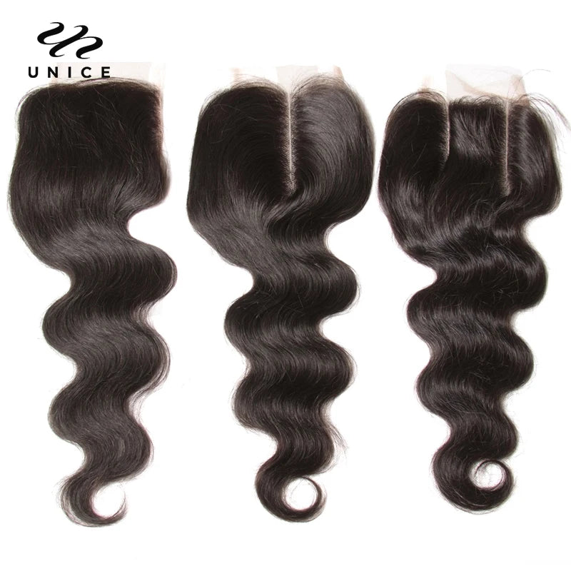 UNice Hair Virgin Human Hair 4 Bundles with Closure Peruvian Body Wave with Closure Human Hair Lace Closure with Bundles