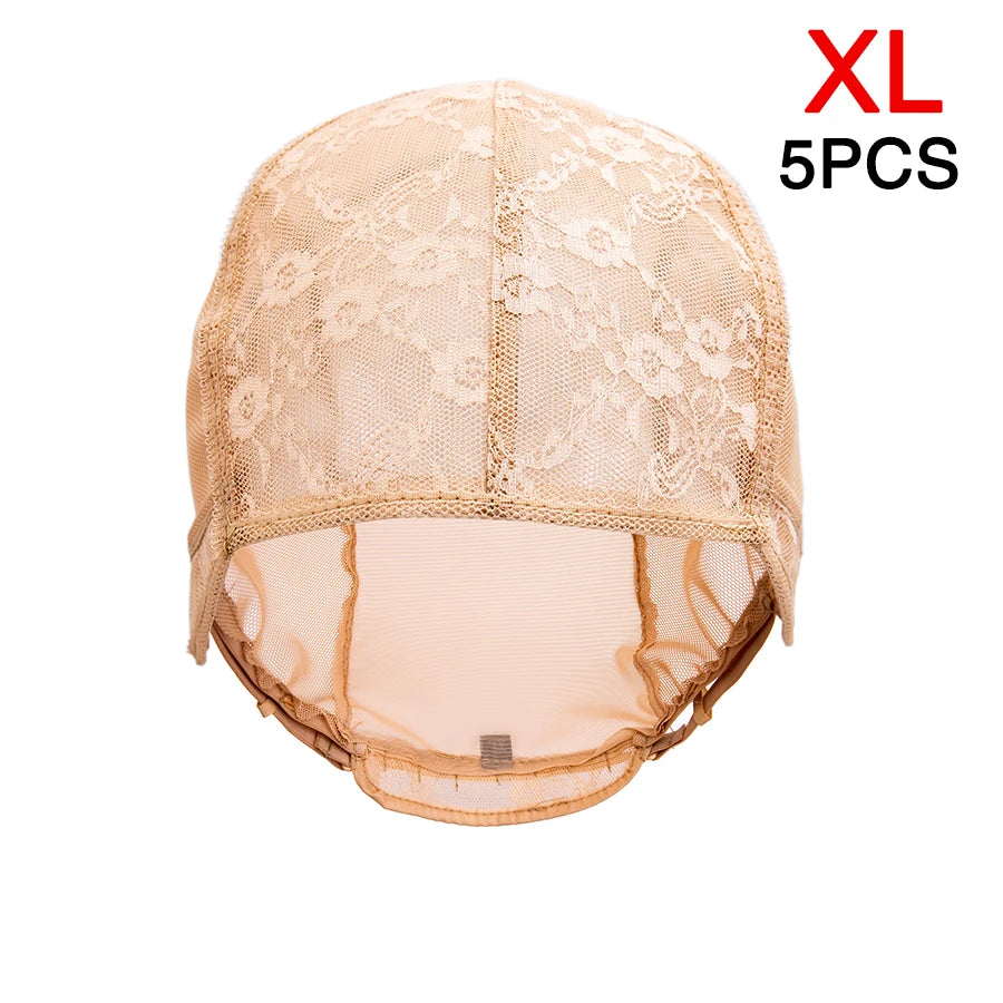 Hot Selling 5 Pcs New Fishnet Mesh Wig Cap Stretchable Lace Wig Caps For Making Wigs With Adjustable Straps Bonnet Perruque