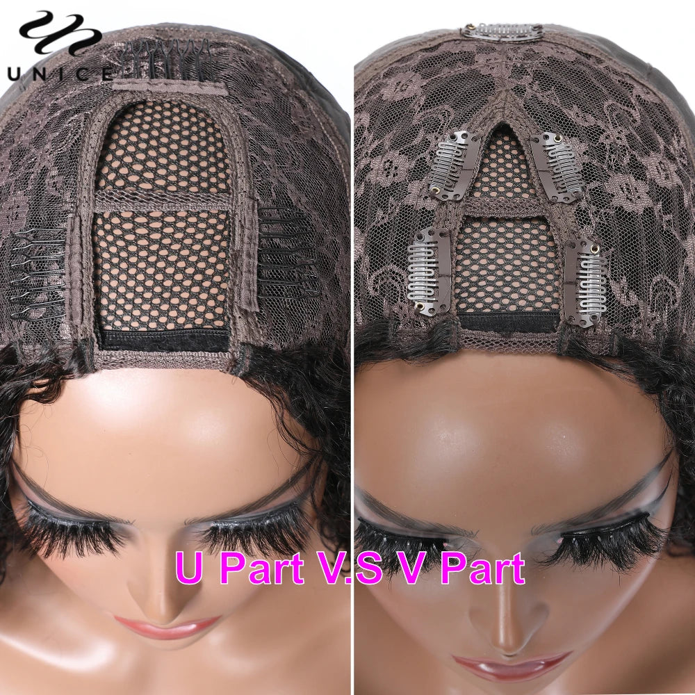 Unice Hair U PART WIG Kinky Straight Wigs Easy Blend U Part Wig V Part Wig Beginner Friendly 100% Human Hair Wigs