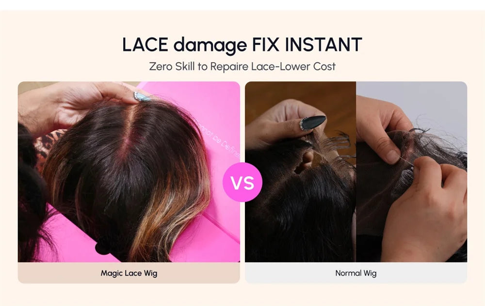 UNICE Hair Replaceable Lace Closure For Magic Lace Wigs Pre Cut Pre Bleached 7x5 Lace Closure