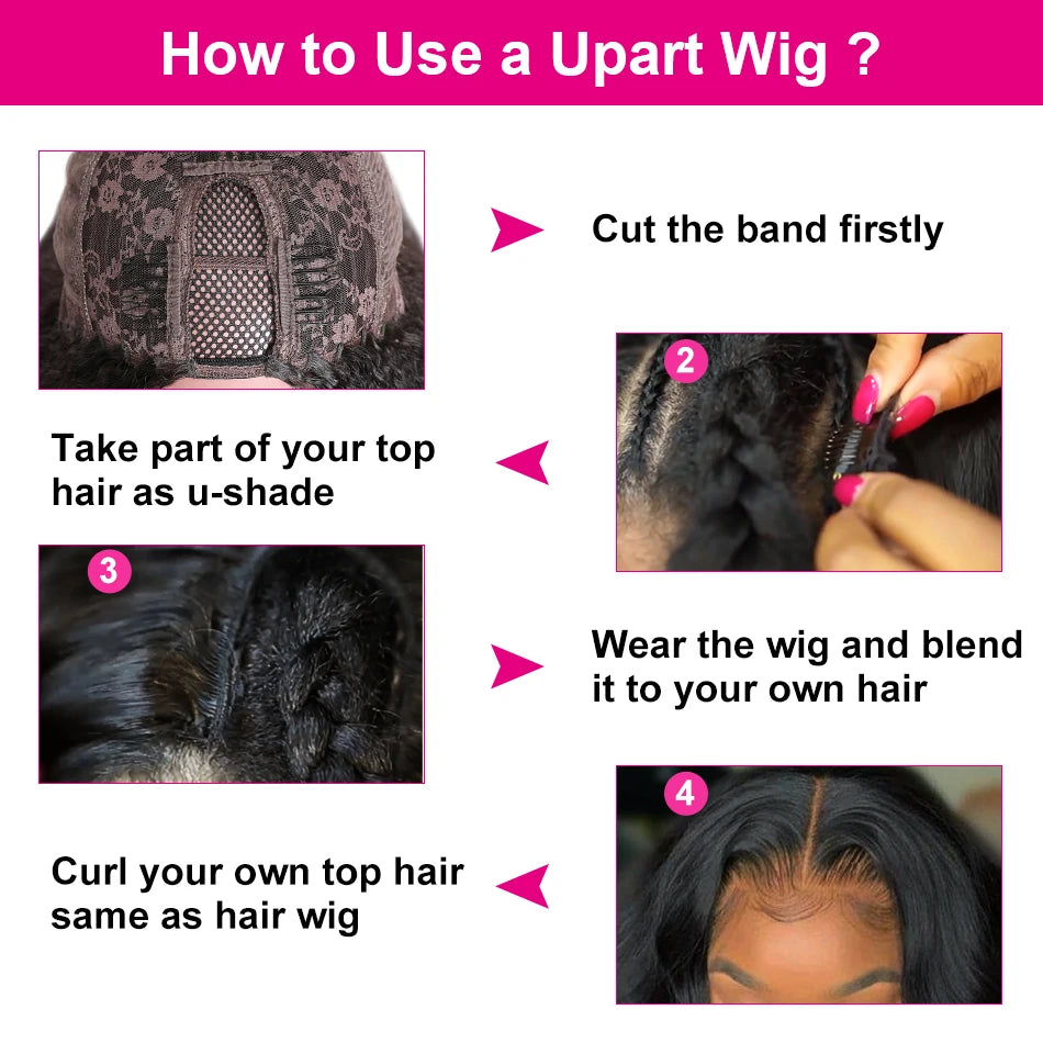 Unice Hair U PART WIG Kinky Straight Wigs Easy Blend U Part Wig V Part Wig Beginner Friendly 100% Human Hair Wigs