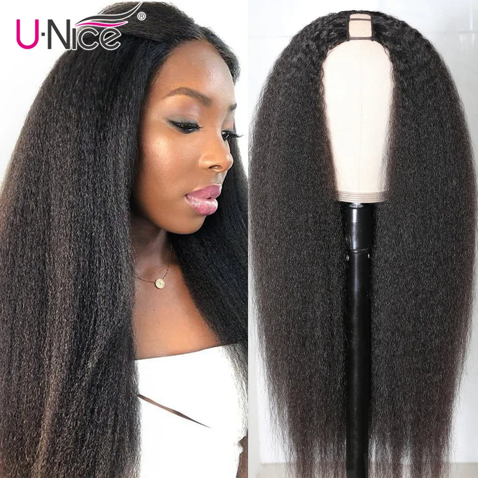 Unice Hair U PART WIG Kinky Straight Wigs Easy Blend U Part Wig V Part Wig Beginner Friendly 100% Human Hair Wigs