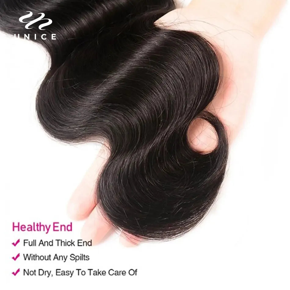 UNICE Hair Bundles Malaysian Body Wave 4 Bundles 100% Remy Hair Weaving Natural Color Human Hair Weaves 8-30inch