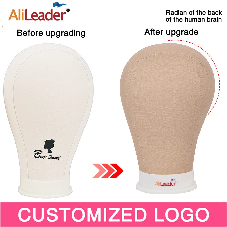 Alileader Training Mannequin Head Canvas Block Head Display Styling Mannequin Manikin Head Wig Stand Free Get T Needle Holder