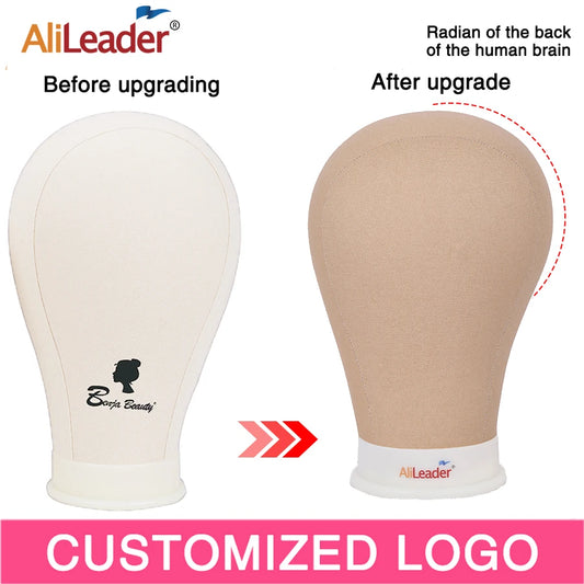 Alileader Training Mannequin Head Canvas Block Head Display Styling Mannequin Manikin Head Wig Stand Free Get T Needle Holder