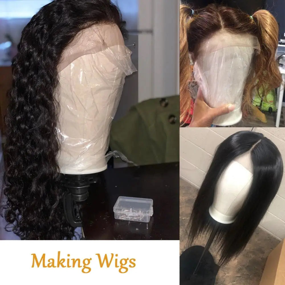 Alileader Wig Head Set Canvas Block Head For Making Wig Styling Tools Mannequin Wig Head Stand C/T-Pins Wig Caps Wig Melt Band