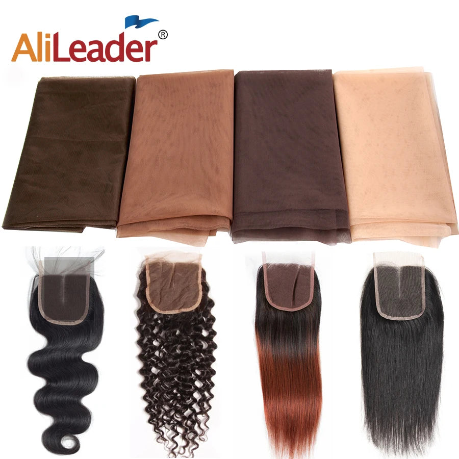 AliLeader Cheap 1/4 Yard Make Lace Front Human Hair Wigs Foundation Hairnet Transparent Swiss Lace Net For Wig Making Material
