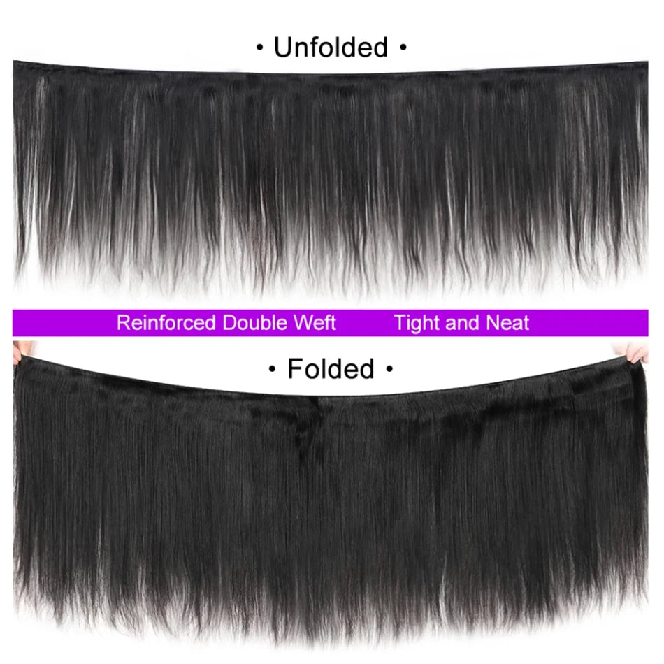 15A Peruvian Straight Bundles With Closure Unprocessed Virgin Human Hair Extensions 3 Bundles With Frontal Bundles and Closure
