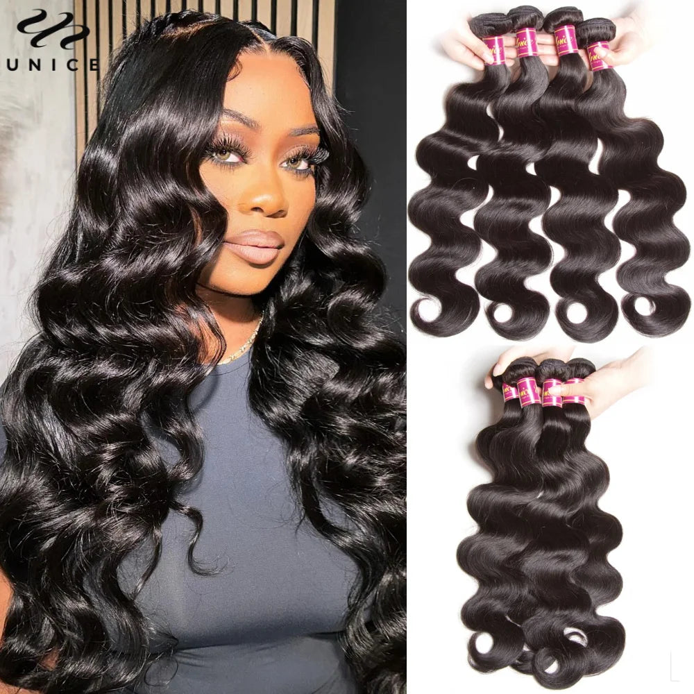 UNICE Hair Top Quality 100% Human Hair Bundles Wholesale Body Wave Bundles 100Gram Per Bundle 8-30Inch