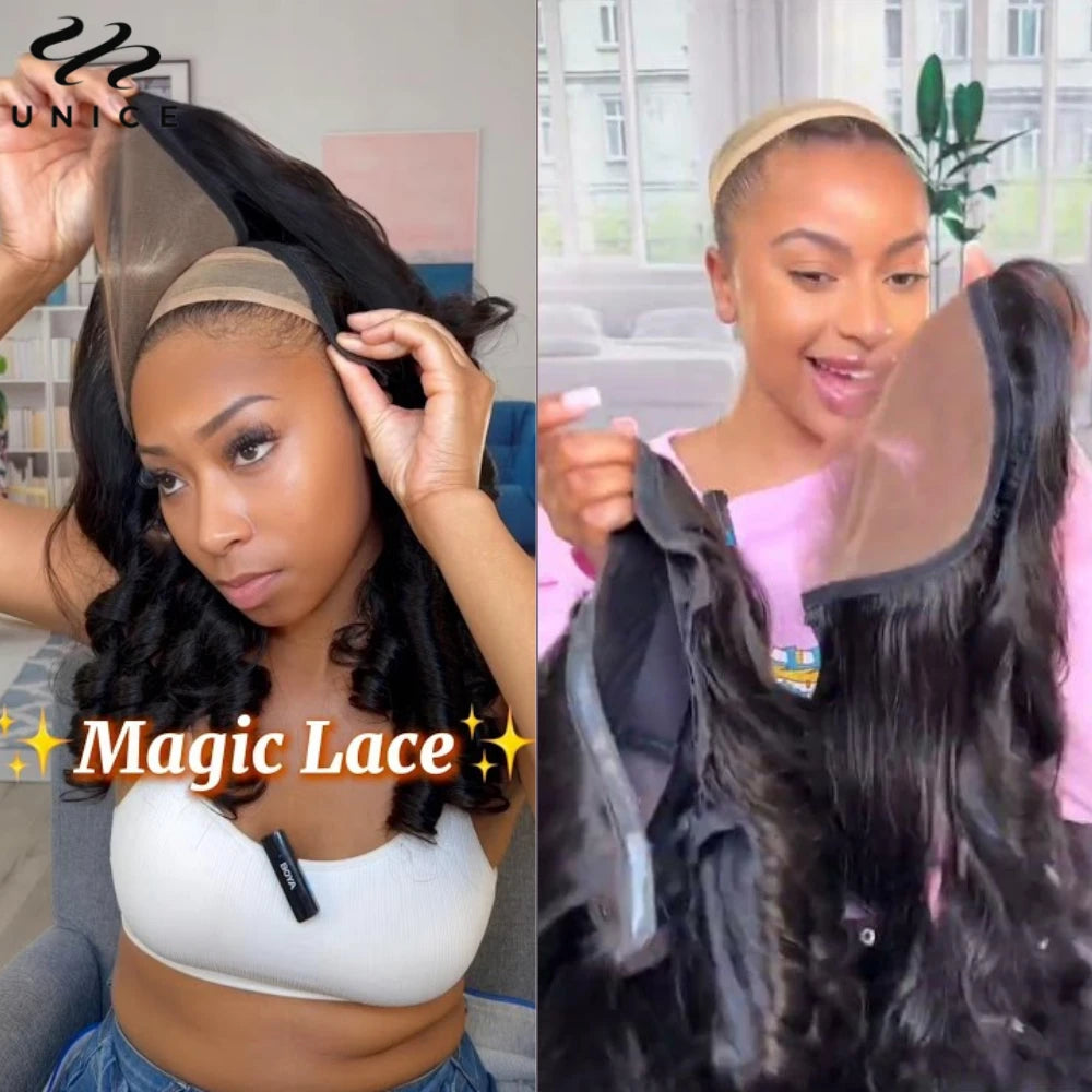 UNICE Hair Replaceable Lace Closure For Magic Lace Wigs Pre Cut Pre Bleached 7x5 Lace Closure