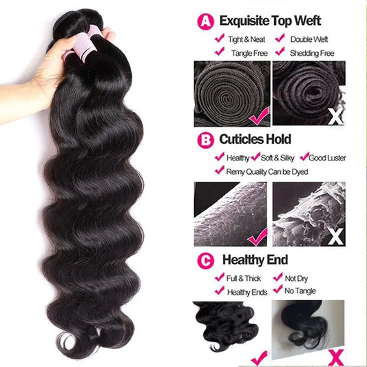 PerisModa Body Wave Bundles With Closure 5x5 HD Transparent Lace 4×4 Brown Lace 12A Brazilian Remy Natural Human Hair Extensions
