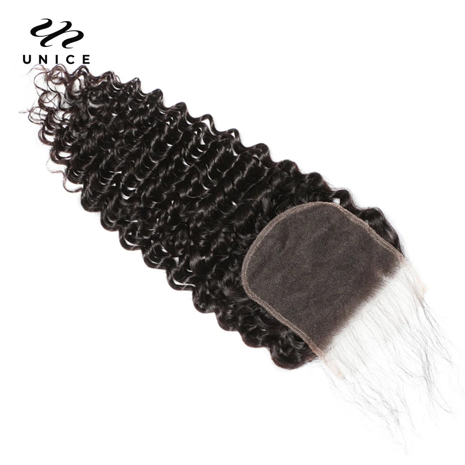 Unice Hair Deep Wave 5x5 HD Lace Closure 1PC Free Part 100% Human Hair Lace Closure 150% Density Free Shipping