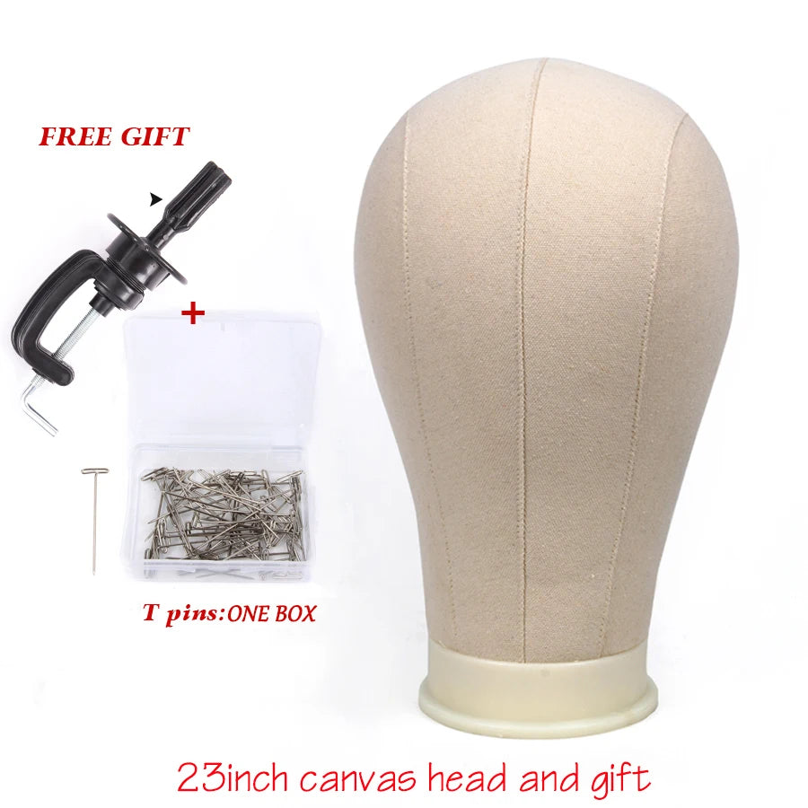 Alileader Wig Head Set Canvas Block Head For Making Wig Styling Tools Mannequin Wig Head Stand C/T-Pins Wig Caps Wig Melt Band
