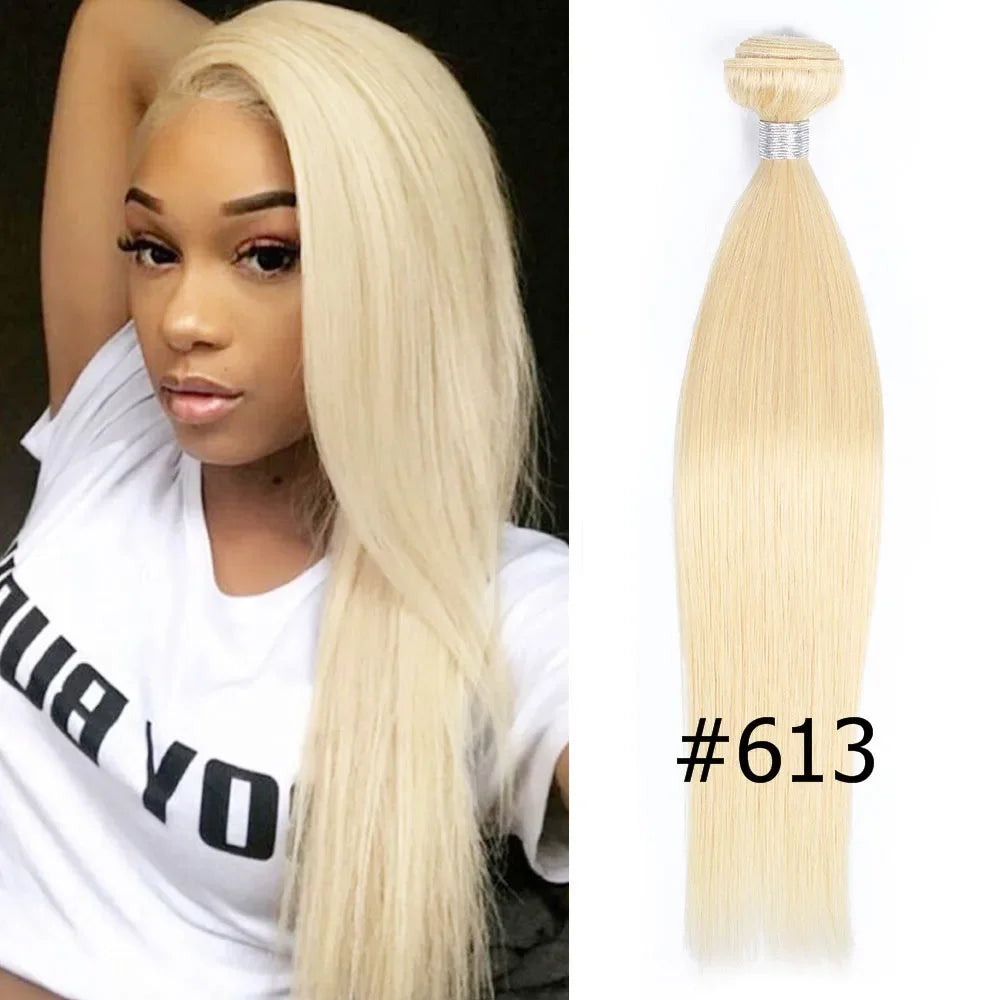 Ali Grace Hair Bone Straight Bundles Weaves 100% Remy Honey Blonde 613 human hair bundles #8 Ash Hair Extensions 95g±5g