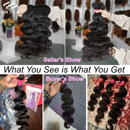 UNICE Hair Bundles Malaysian Body Wave 4 Bundles 100% Remy Hair Weaving Natural Color Human Hair Weaves 8-30inch