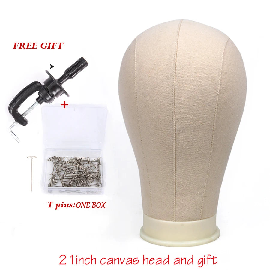 Alileader Wig Head Set Canvas Block Head For Making Wig Styling Tools Mannequin Wig Head Stand C/T-Pins Wig Caps Wig Melt Band