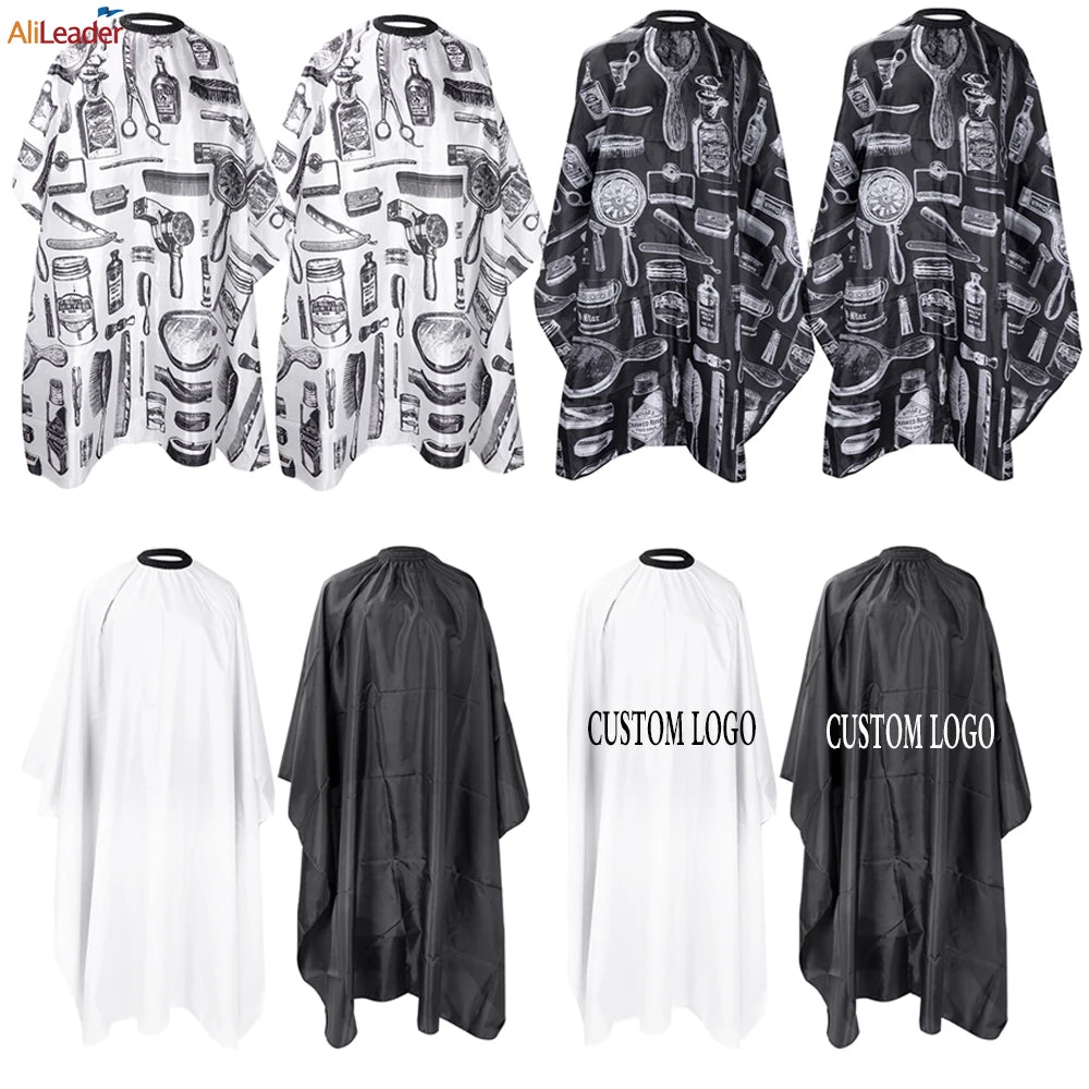 Alileader Professional Hairdressing Salon Nylon Cape with Buckle Snap,Barber Styling Cape,Unisex Black Hair Cutting Cape