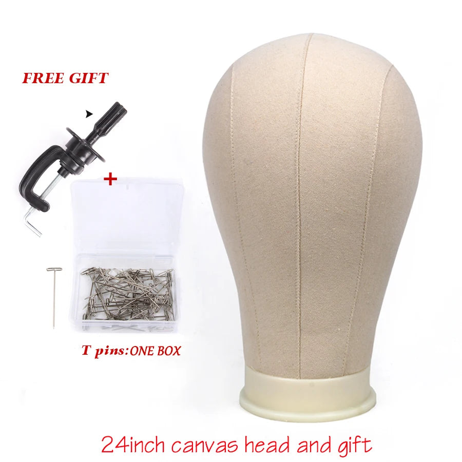 Alileader Wig Head Set Canvas Block Head For Making Wig Styling Tools Mannequin Wig Head Stand C/T-Pins Wig Caps Wig Melt Band