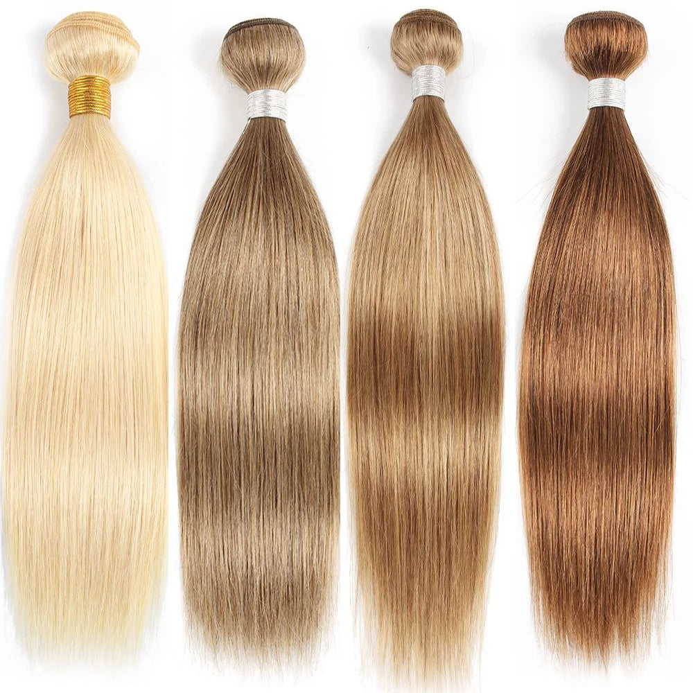 Ali Grace Hair Bone Straight Bundles Weaves 100% Remy Honey Blonde 613 human hair bundles #8 Ash Hair Extensions 95g±5g