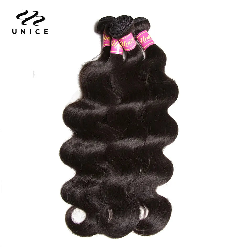 UNICE Hair Bundles Malaysian Body Wave 4 Bundles 100% Remy Hair Weaving Natural Color Human Hair Weaves 8-30inch