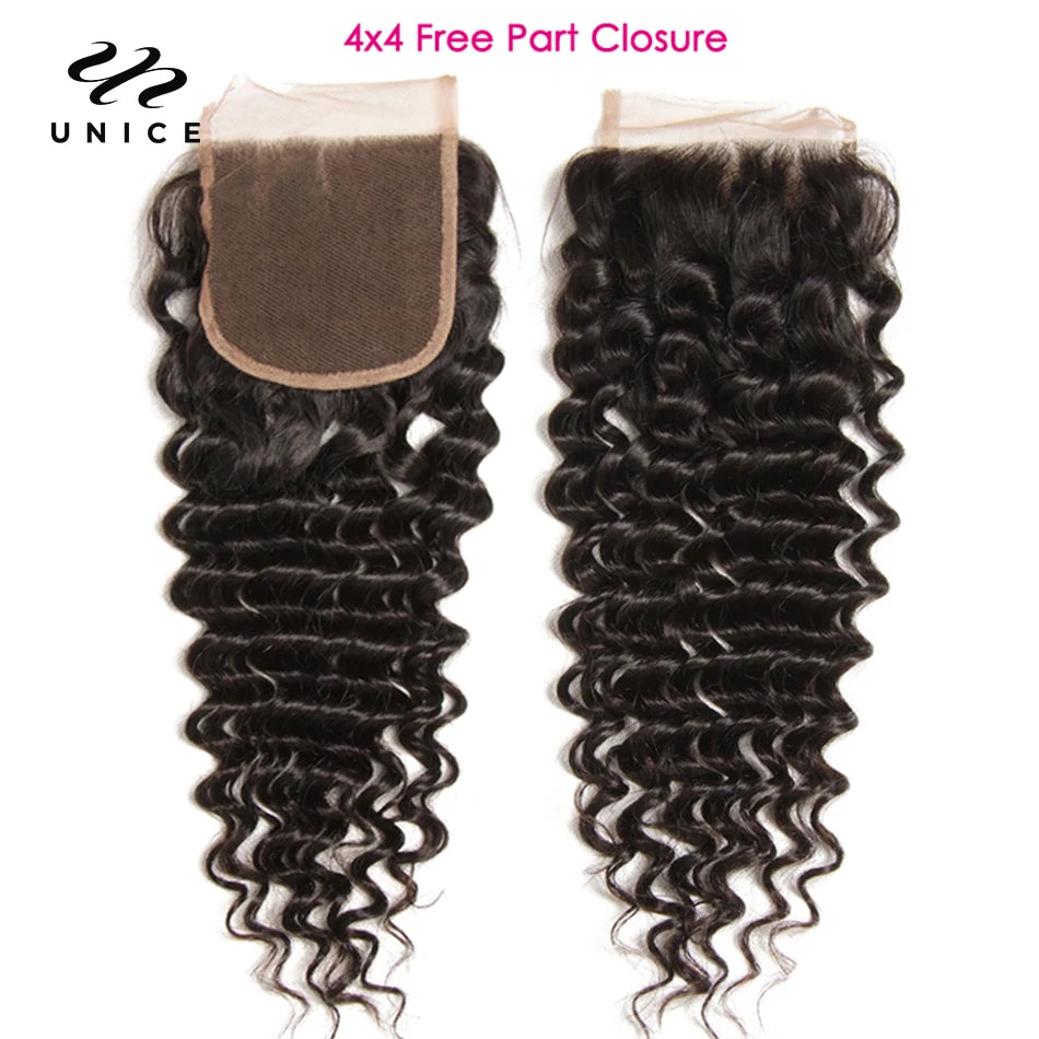 Unice Hair Deep Wave 5x5 HD Lace Closure 1PC Free Part 100% Human Hair Lace Closure 150% Density Free Shipping