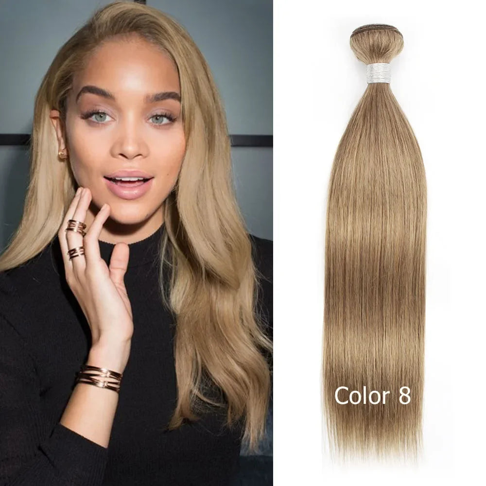 Ali Grace Hair Bone Straight Bundles Weaves 100% Remy Honey Blonde 613 human hair bundles #8 Ash Hair Extensions 95g±5g