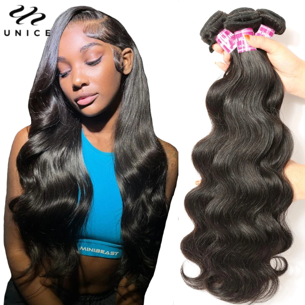 UNICE Hair Top Quality 100% Human Hair Bundles Wholesale Body Wave Bundles 100Gram Per Bundle 8-30Inch