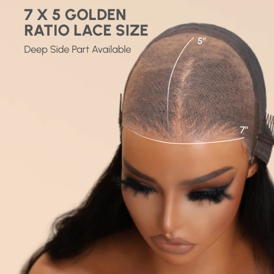 UNice Hair Loose Wave Bye Bye Knots Wig 7x5 Glueless Lace Ombre brown highlights Colored Wig Pre Bleached Knots Plucked Hairline