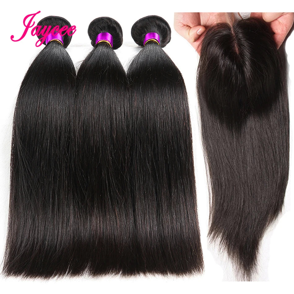 15A Peruvian Straight Bundles With Closure Unprocessed Virgin Human Hair Extensions 3 Bundles With Frontal Bundles and Closure