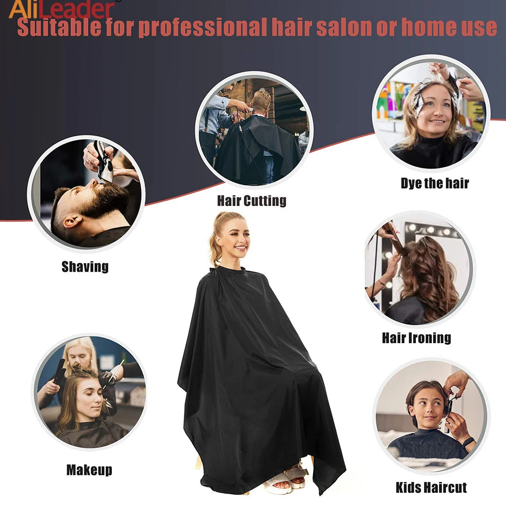 Alileader Professional Hairdressing Salon Nylon Cape with Buckle Snap,Barber Styling Cape,Unisex Black Hair Cutting Cape