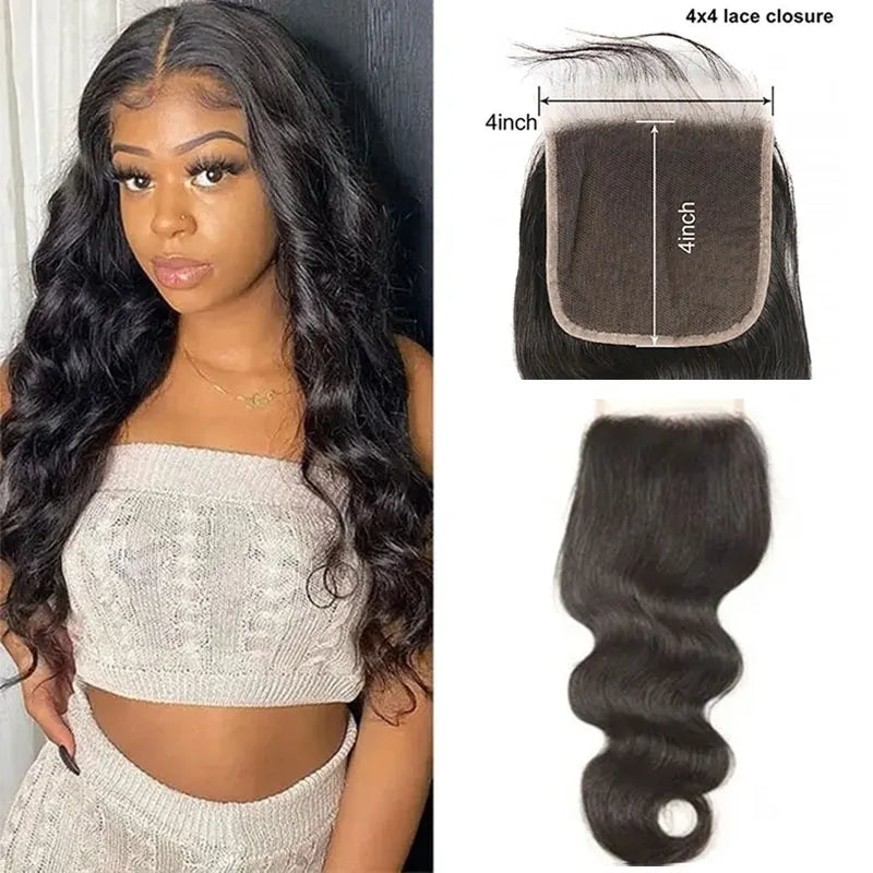 PerisModa Body Wave Bundles With Closure 5x5 HD Transparent Lace 4×4 Brown Lace 12A Brazilian Remy Natural Human Hair Extensions