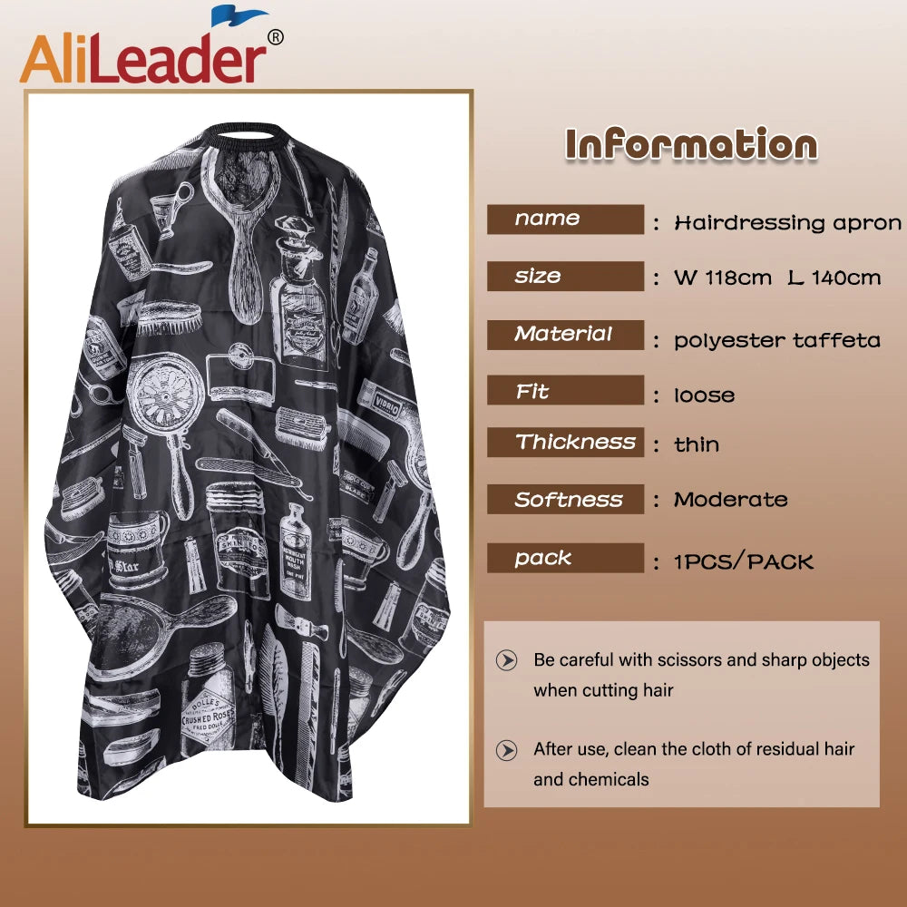Alileader Professional Hairdressing Salon Nylon Cape with Buckle Snap,Barber Styling Cape,Unisex Black Hair Cutting Cape