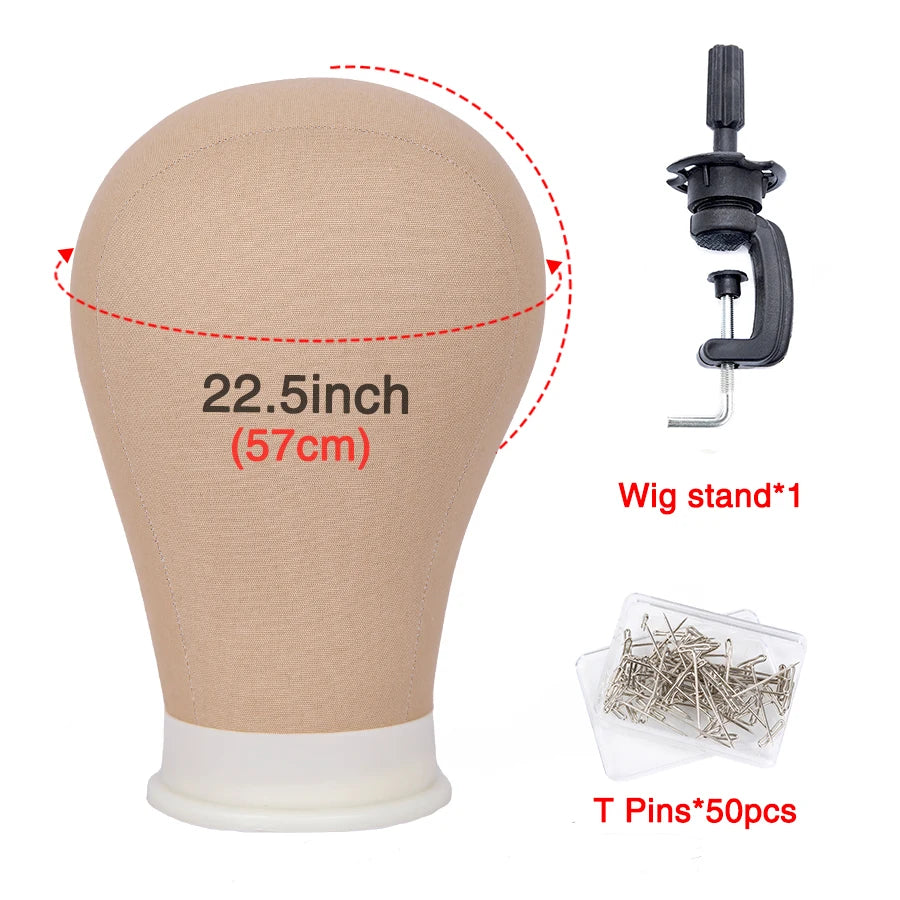 Alileader Wig Head Set Canvas Block Head For Making Wig Styling Tools Mannequin Wig Head Stand C/T-Pins Wig Caps Wig Melt Band