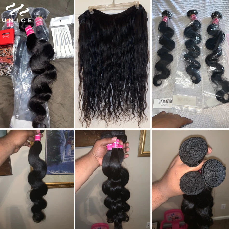 UNICE Hair Bundles Malaysian Body Wave 4 Bundles 100% Remy Hair Weaving Natural Color Human Hair Weaves 8-30inch
