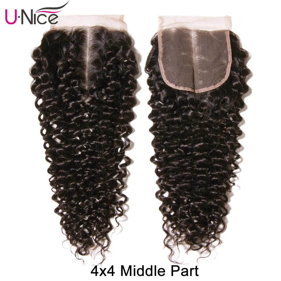 UNice Hair Curly Lace Closure Brazilian Hair 5x5 HD Lace Closure Free Part Human Hair Closure 10-20inch