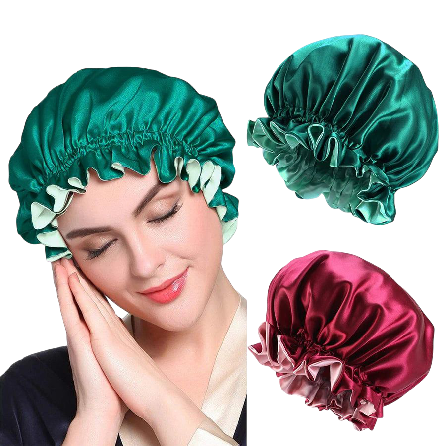 Alileader Cheap Reversible Satin Bonnet Hair Caps Double Layer Adjust Sleep Night Cap Head Cover Hat Silk Sleep Caps For Women