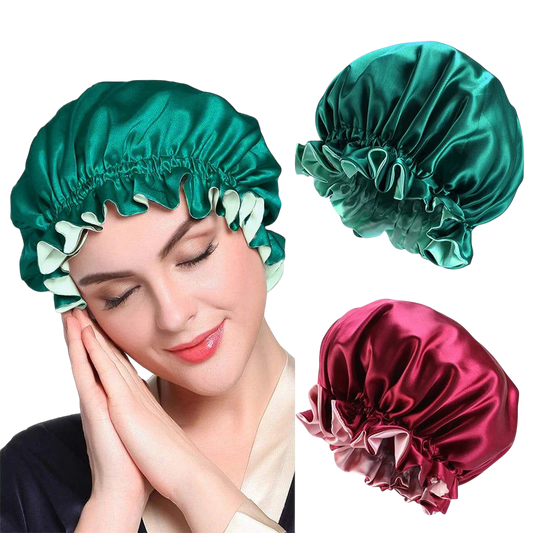 Alileader Cheap Reversible Satin Bonnet Hair Caps Double Layer Adjust Sleep Night Cap Head Cover Hat Silk Sleep Caps For Women