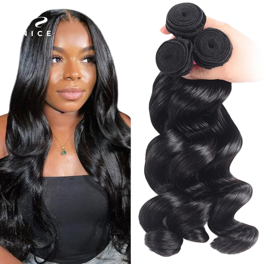 UNice Hair Brazilian Loose Wave Hair Extension 3 PCS 100% Human Hair Bundles Remy Hair Weave 16-26 Inch Natural Color