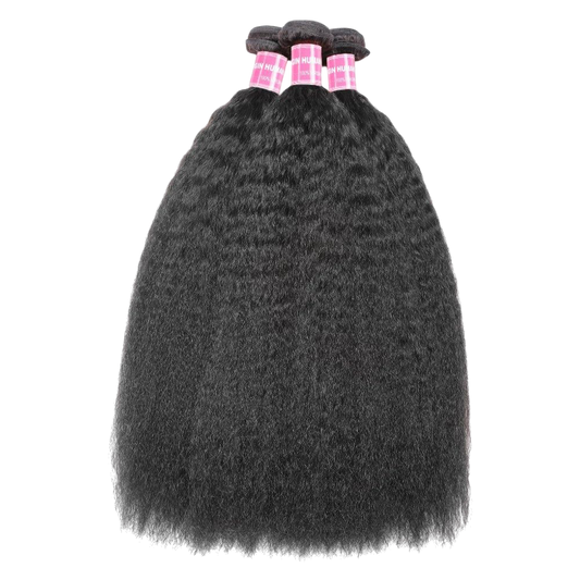 UNICE Hair Kinky Straight Human Hair Bundles 1/3/4 PCS Deal Natural Color 100% Human Hair 100Grams Per Bundle Sew In Weaves