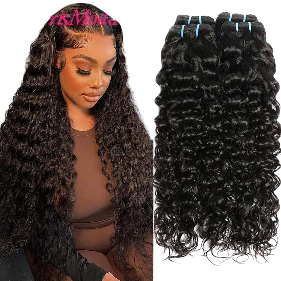 PerisModa Water Wave Bundles For Women Peruvian Weaving Virgin Human Hair Extensions Wet and Wavy Human Hair Bundles 1/3/4 Pcs