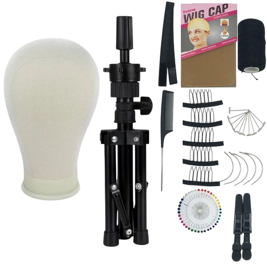 Training Mannequin Head Canvas Block Head Display Styling Canvas Wig Head Stand Wig Stand Tripod with Head Free Get Wig Install