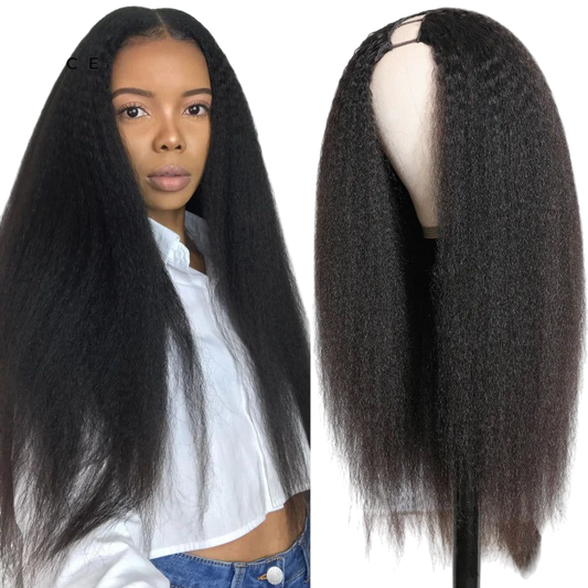 Unice Hair U PART WIG Kinky Straight Wigs Easy Blend U Part Wig V Part Wig Beginner Friendly 100% Human Hair Wigs