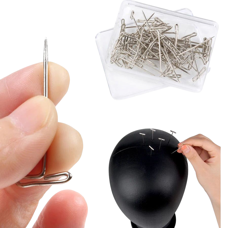 AliLeader Good Quality Silver 50pcs Tpins for Wigs Making/Display On Foam Head 38mm Long T-pins Sewing Hair Needles Styling tool